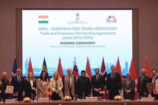 Ấn Độ ký kết Hiệp định thương mại tự do với khối EFTA